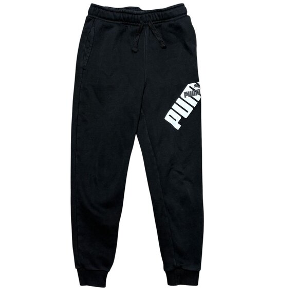 Puma Jogger Sweatpants Boys Size Medium 10/12 Black - Picture 1 of 4